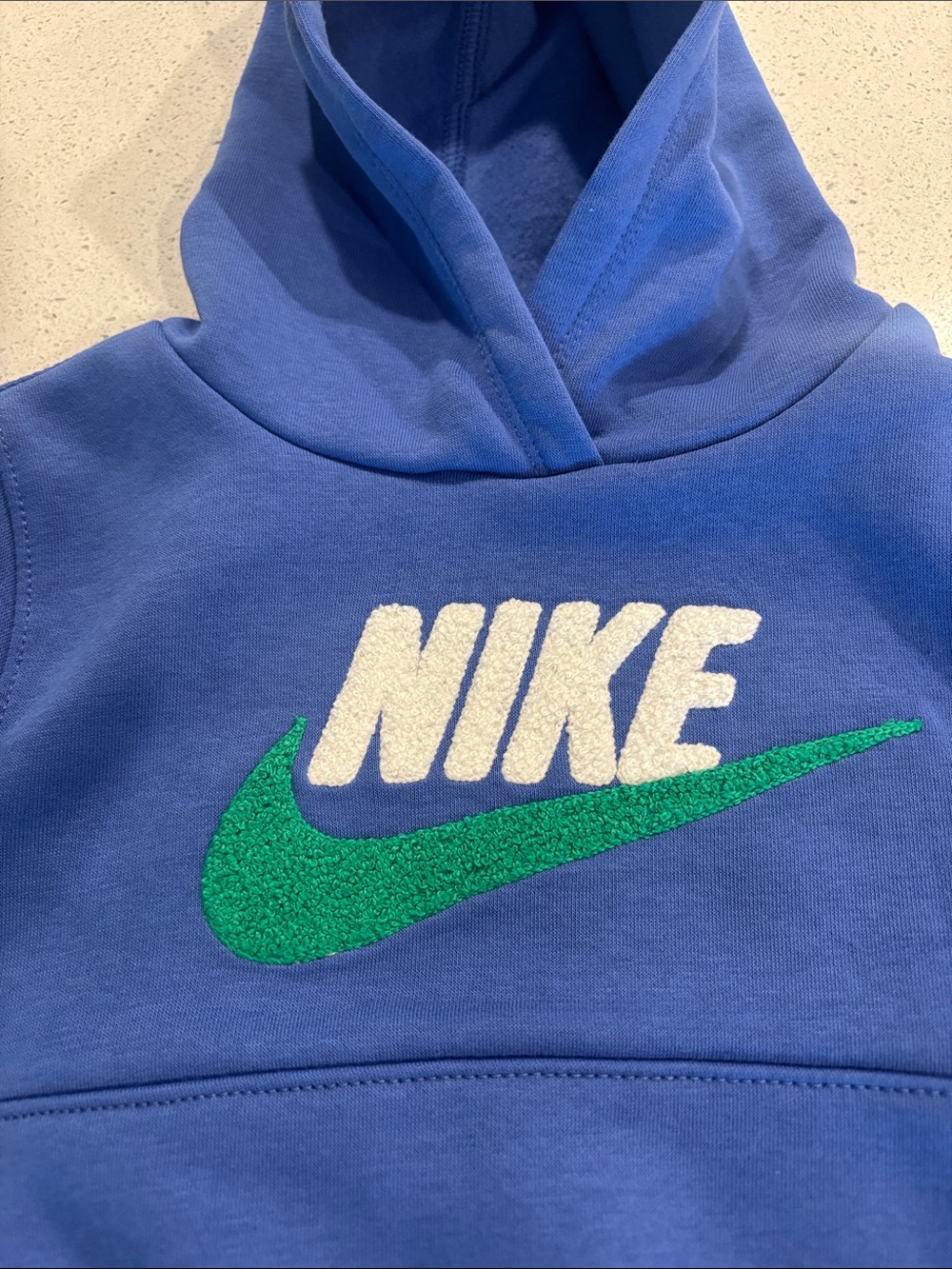 Nike Kids/Toddler Comet Blue Hooded Sweatshirt with Green Swoosh - Picture 2 of 6